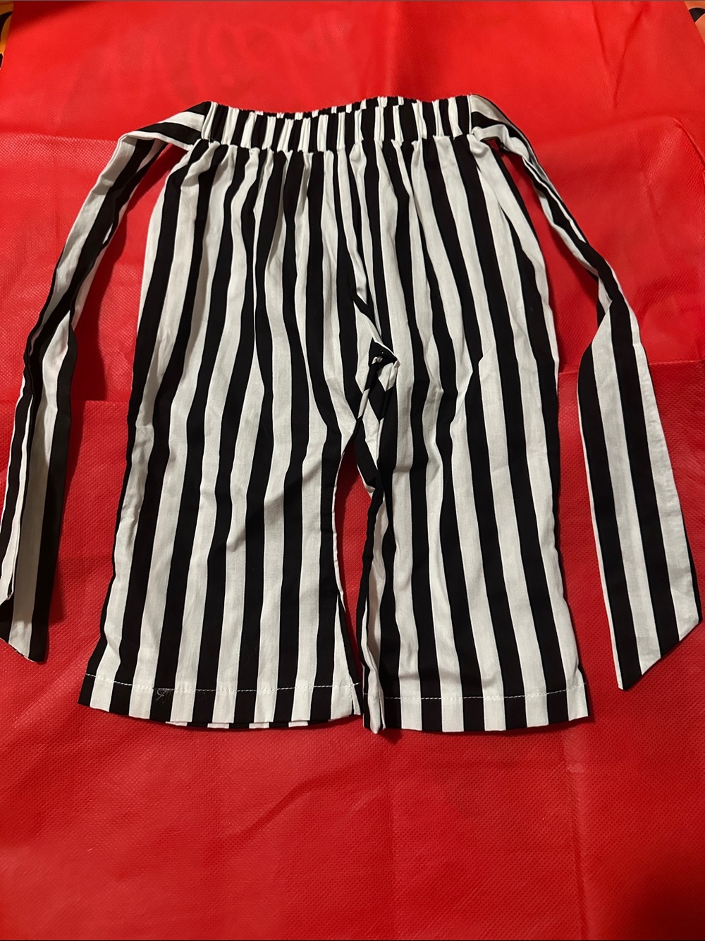 Black & White Striped Kids pants with Waist Tie